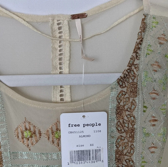 Free People La Cienega Embroidered Top Ruffled Layered Lace Eyelet Bohemian XS - Picture 14 of 16